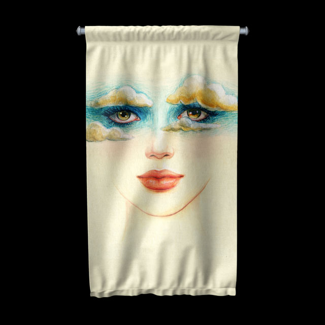 wall-art-decor-5762-03 Sanatsal Kadın Yüz İllüstrasyonu Tasarımlı Kuaför Duvar Flaması Kumaş Baskı 5762