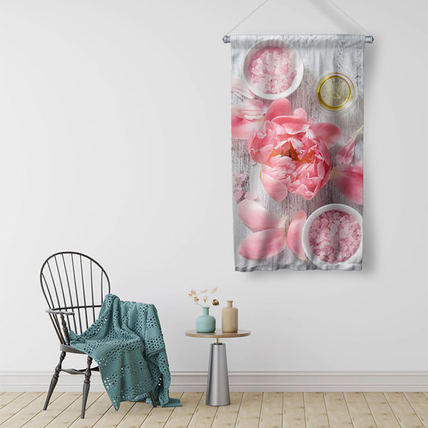 Spa Çiçek ve Banyo Tuzu Duvar Flaması 5978