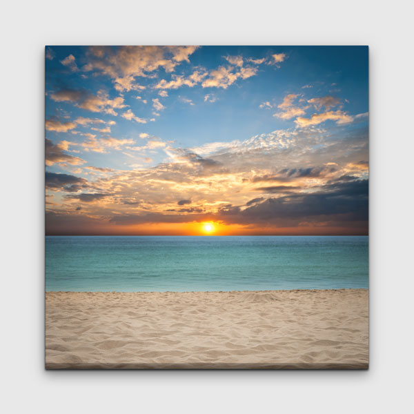 Kumsal ve Sakin Deniz Üzerinde Gün Batımı Deniz Temalı Duvar Tablosu 7447