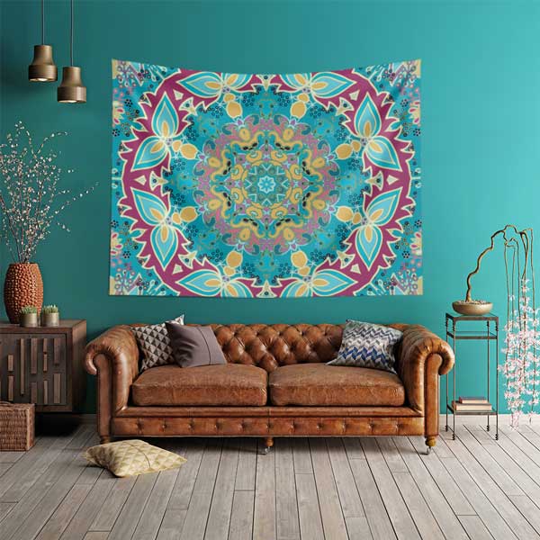 Göz Alıcı Renklerde Etnik Mandala Duvar Örtüsü 10527