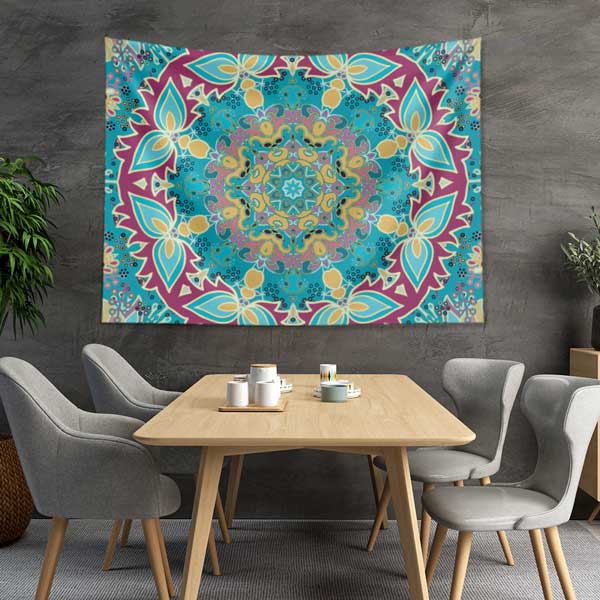 Göz Alıcı Renklerde Etnik Mandala Duvar Örtüsü 10527