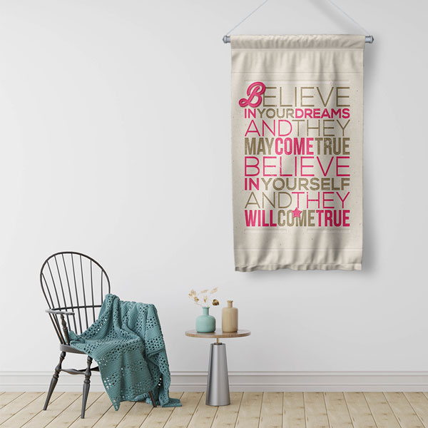 Motivasyonel Duvar Sanatı Flaması - "Believe in Your Dreams" 10262