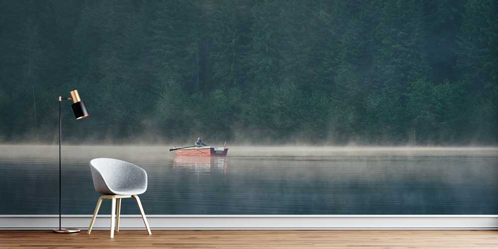 Sisli Göl ve Kayık Doğa Manzarası Duvar Kağıdı 11593