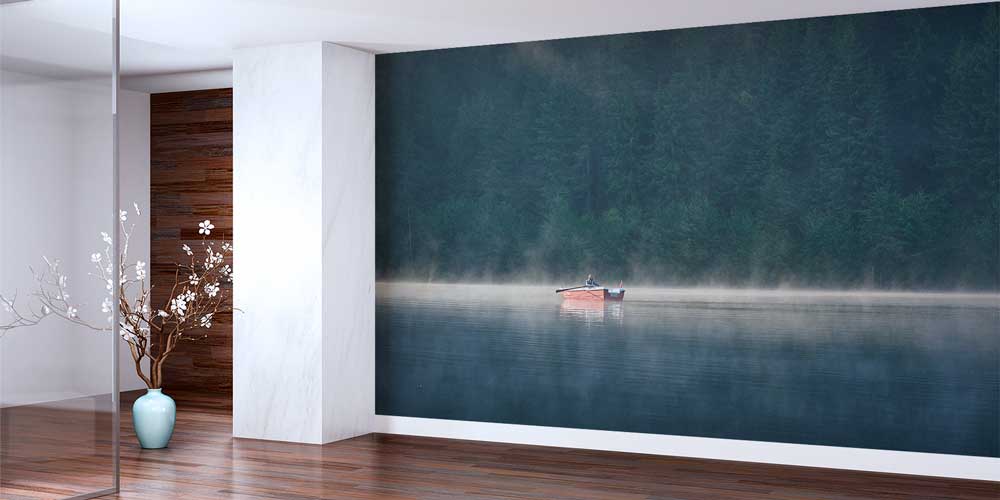 Sisli Göl ve Kayık Doğa Manzarası Duvar Kağıdı 11593