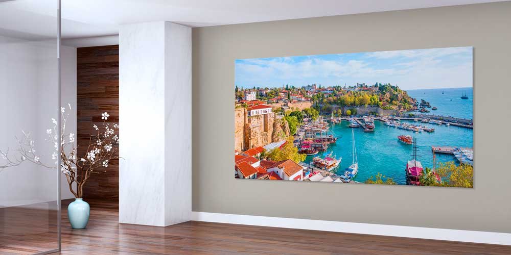 Ege Akdeniz Tarihi Liman ve Marina Manzaralı Büyük Ebat Duvar Dekoru 11866