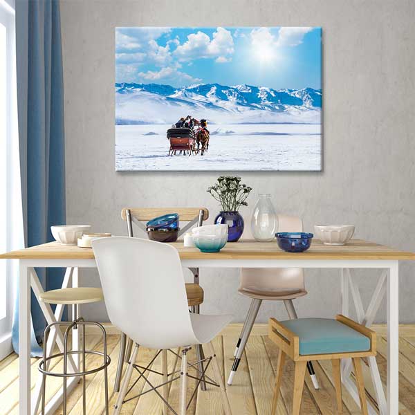 Doğu Anadolu Kış Manzarası Atlı Kızak Kanvas Tablo 11993