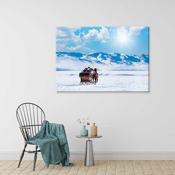 Doğu Anadolu Kış Manzarası Atlı Kızak Kanvas Tablo 11993