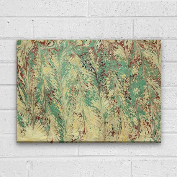 Geleneksel Türk Taraklı Ebru Desenli Duvar Tablosu Kanvas Tablo 12134