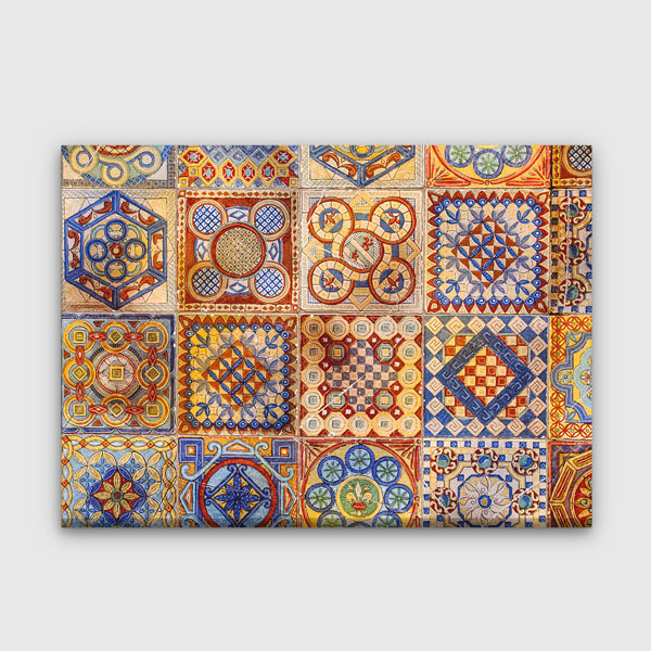 Geleneksel Türk Çini Panoları Desenli Duvar Tablosu Kanvas Tablo 12139