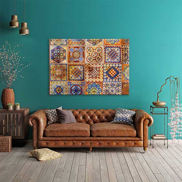 Geleneksel Türk Çini Panoları Desenli Duvar Tablosu Kanvas Tablo 12139