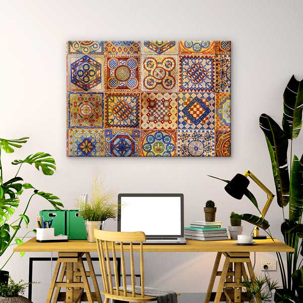 Geleneksel Türk Çini Panoları Desenli Duvar Tablosu Kanvas Tablo 12139