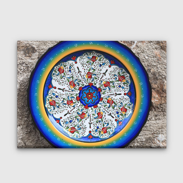 Geleneksel Türk Dairesel Çini Motifli Duvar Tablosu Kanvas Tablo 12140