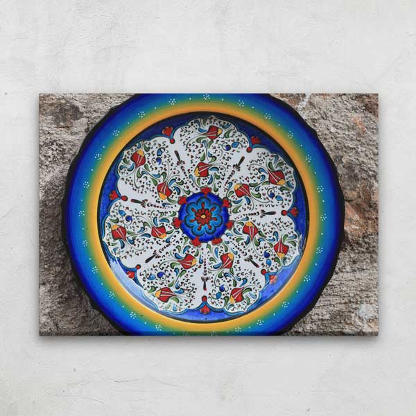 Geleneksel Türk Dairesel Çini Motifli Duvar Tablosu Kanvas Tablo 12140