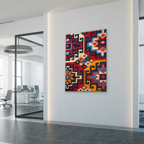 Geleneksel Anadolu Kilim Motifli Dikey Duvar Tablosu Kanvas Tablo 12149