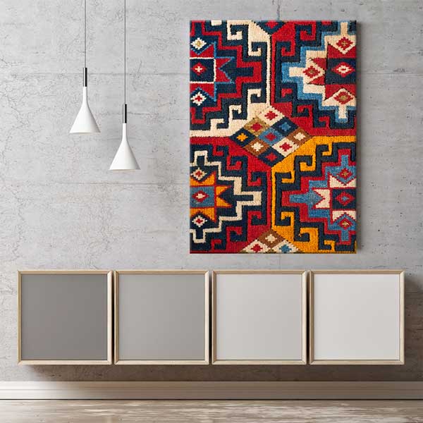 Geleneksel Anadolu Kilim Motifli Dikey Duvar Tablosu Kanvas Tablo 12149