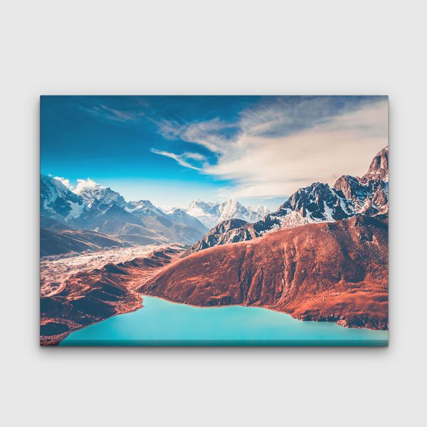Turkuaz Dağ Gölü ve Karla Kaplı Zirveler Kanvas Tablo 13340