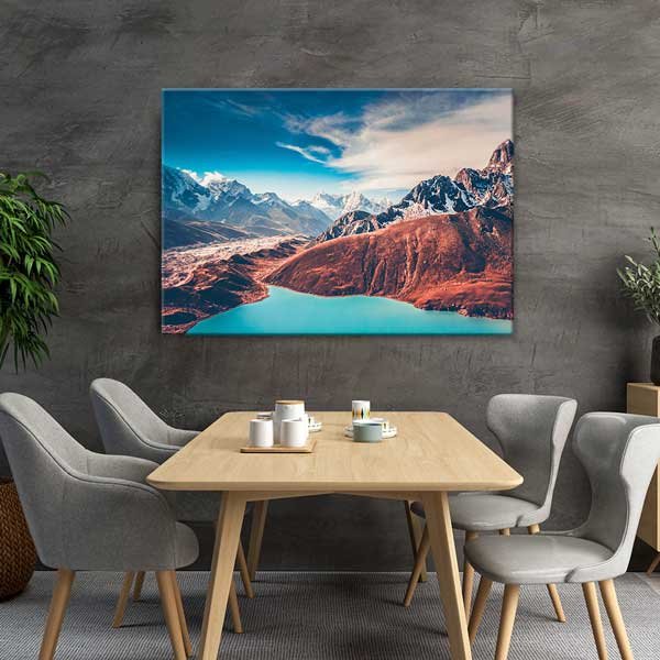 Turkuaz Dağ Gölü ve Karla Kaplı Zirveler Kanvas Tablo 13340