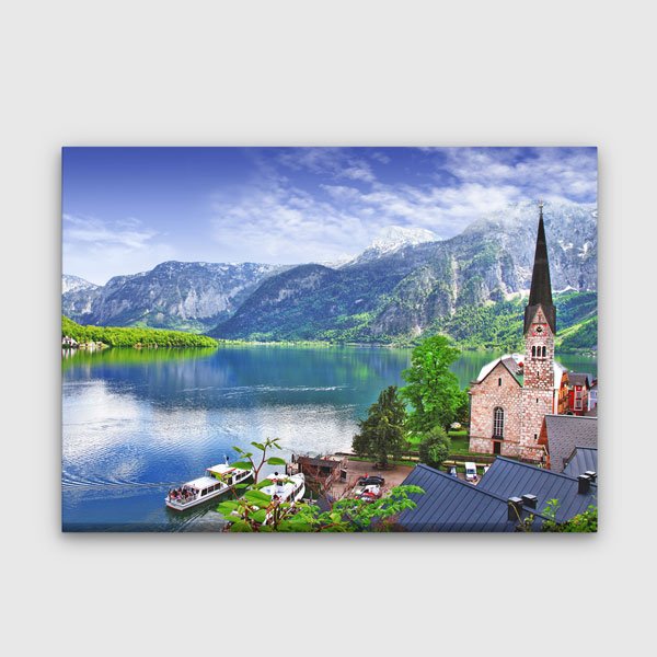 Hallstatt Göl Manzarası Duvar Tablosu Kanvas Tablo 13369