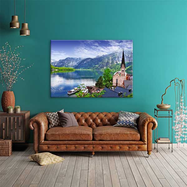 Hallstatt Göl Manzarası Duvar Tablosu Kanvas Tablo 13369