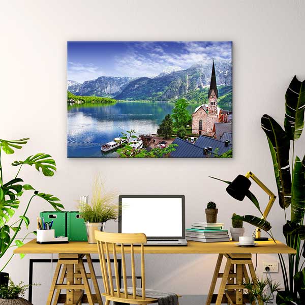 Hallstatt Göl Manzarası Duvar Tablosu Kanvas Tablo 13369