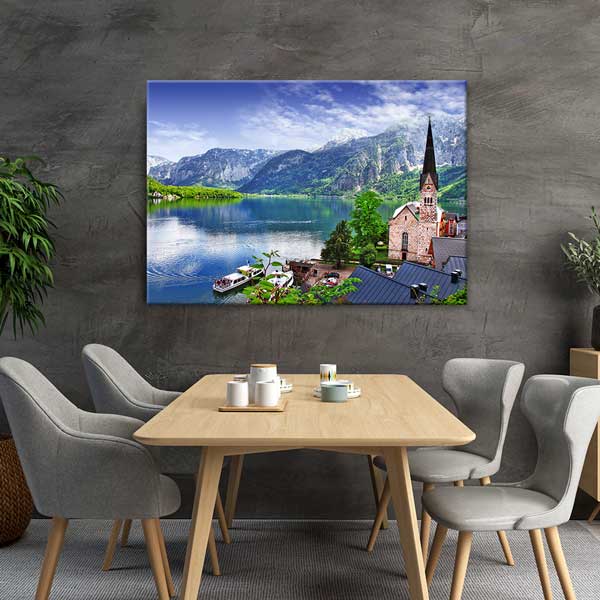 Hallstatt Göl Manzarası Duvar Tablosu Kanvas Tablo 13369