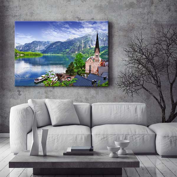 Hallstatt Göl Manzarası Duvar Tablosu Kanvas Tablo 13369