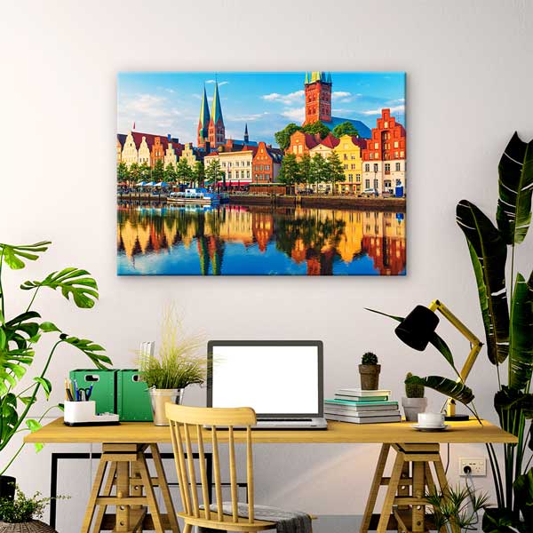 wall-art-design-13375-02 Renkli Avrupa Kıyı Şehir Manzarası Kanvas Tablo 13375