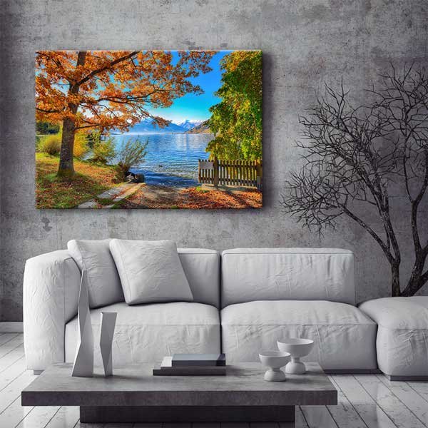 Sonbahar Göl Manzarası Kanvas Tablo 13521