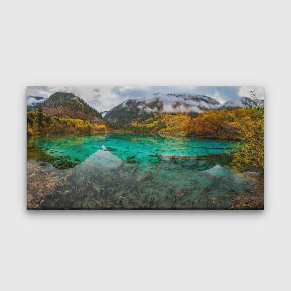 Turkuaz Dağ Gölü Manzarası Kanvas Tablo – 13658