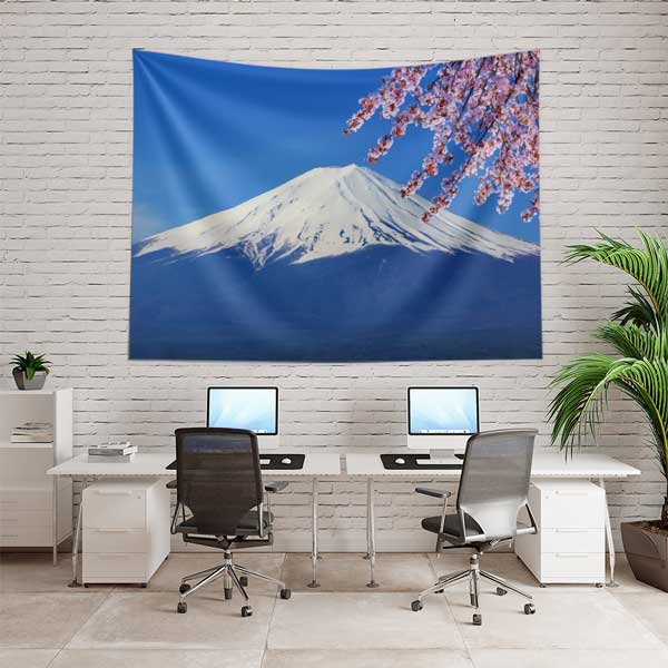 Fuji Dağı ve Sakura Çiçekleri Asya Doğa Manzarası Duvar Örtüsü 14296