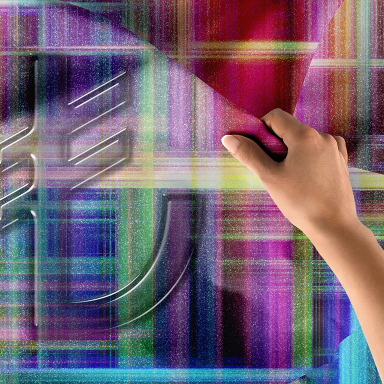 Renkli Geometrik Desenli Euro Sembolü Duvar Örtüsü Kumaş Baskı 5354