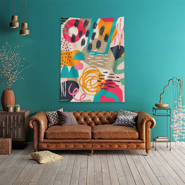 Renkli Soyut Desenli Minimal Duvar Örtüsü 6289