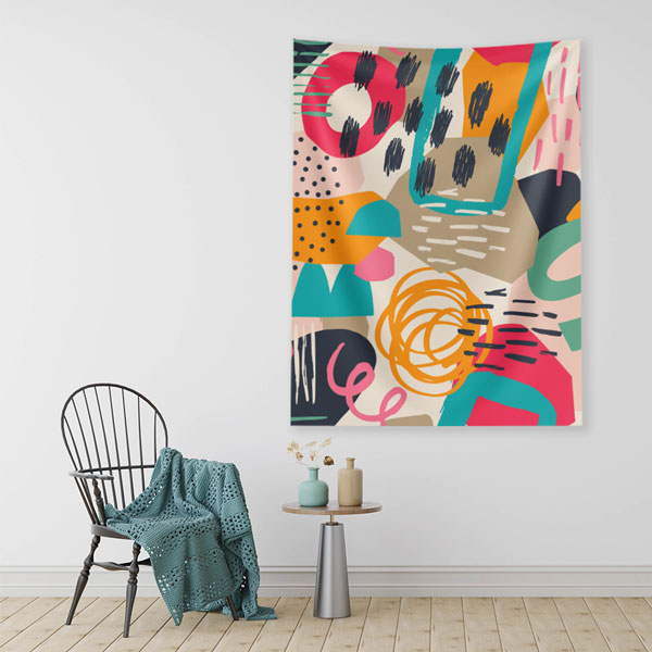 Renkli Soyut Desenli Minimal Duvar Örtüsü 6289