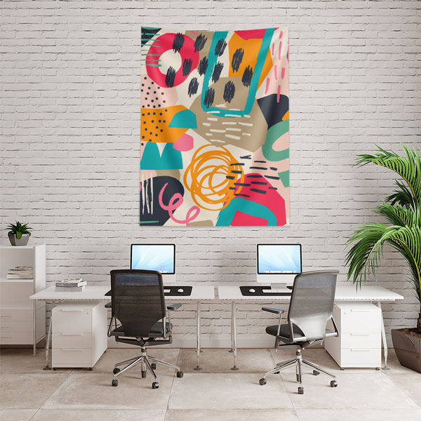 Renkli Soyut Desenli Minimal Duvar Örtüsü 6289