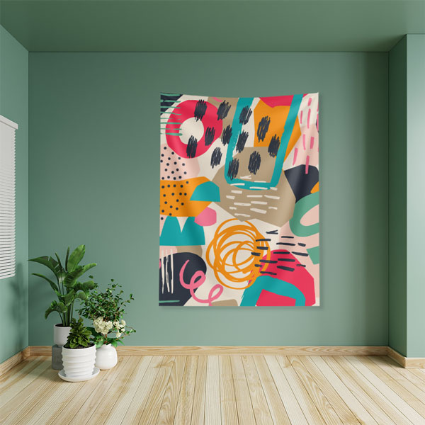 Renkli Soyut Desenli Minimal Duvar Örtüsü 6289