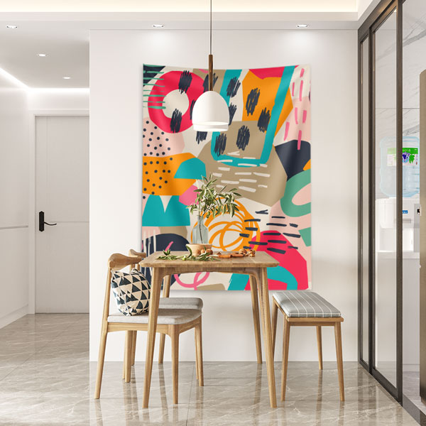 Renkli Soyut Desenli Minimal Duvar Örtüsü 6289