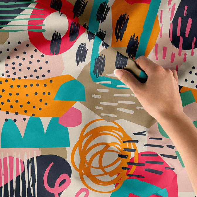 Renkli Soyut Desenli Minimal Duvar Örtüsü 6289