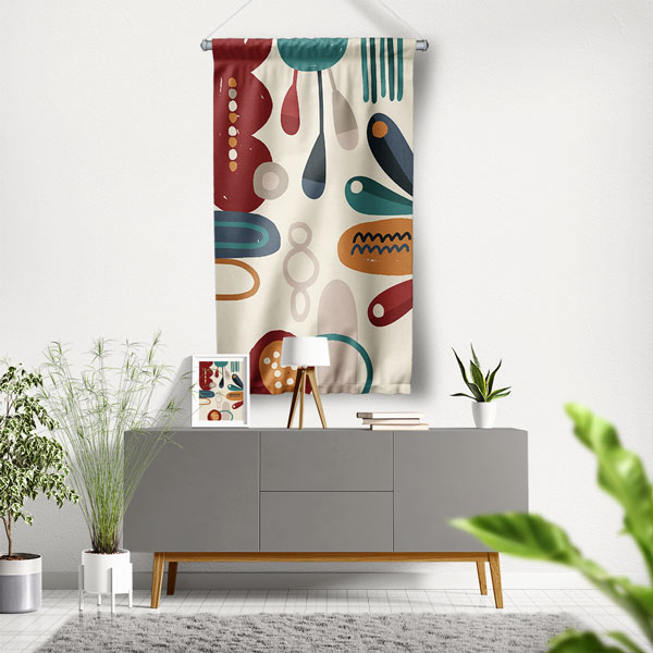 Soyut Renk Bloklu Minimal Duvar Flaması – Modern Grafik Dekor 6291