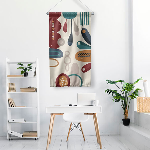 Soyut Renk Bloklu Minimal Duvar Flaması – Modern Grafik Dekor 6291