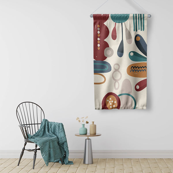 Soyut Renk Bloklu Minimal Duvar Flaması – Modern Grafik Dekor 6291