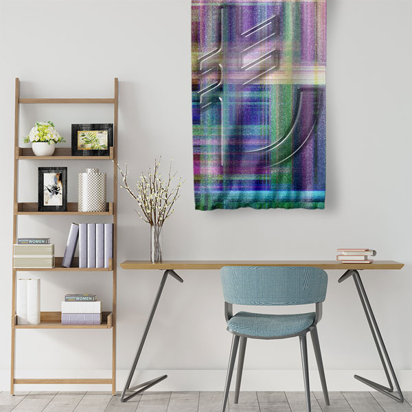 Renkli Geometrik Euro Sembolü Tasarımlı Duvar Flaması Kumaş Baskı 5359