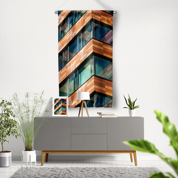 wall-banner-5616-00 Modern Mimari Desenli Duvar Flaması Kumaş Baskı 5616
