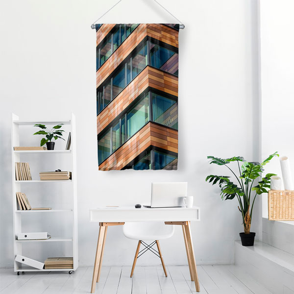 Modern Mimari Desenli Duvar Flaması Kumaş Baskı 5616