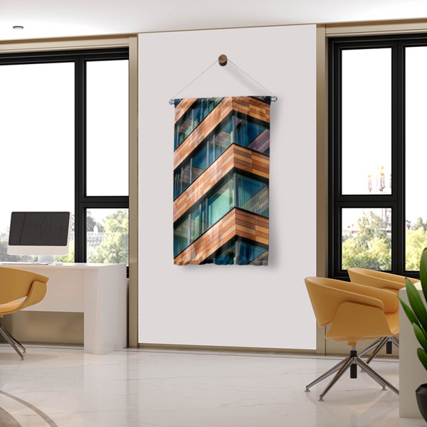 Modern Mimari Desenli Duvar Flaması Kumaş Baskı 5616