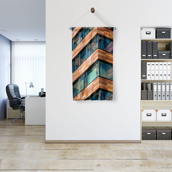 Modern Mimari Desenli Duvar Flaması Kumaş Baskı 5616