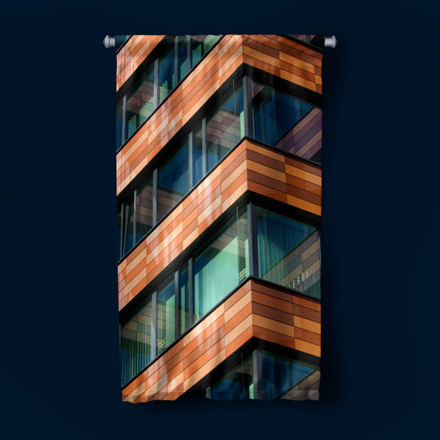 Modern Mimari Desenli Duvar Flaması Kumaş Baskı 5616