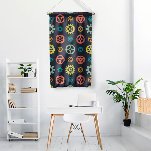 Renkli Dişli Desenli Duvar Flaması 5513