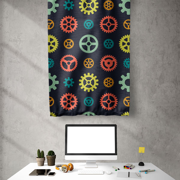 Renkli Dişli Desenli Duvar Flaması 5513