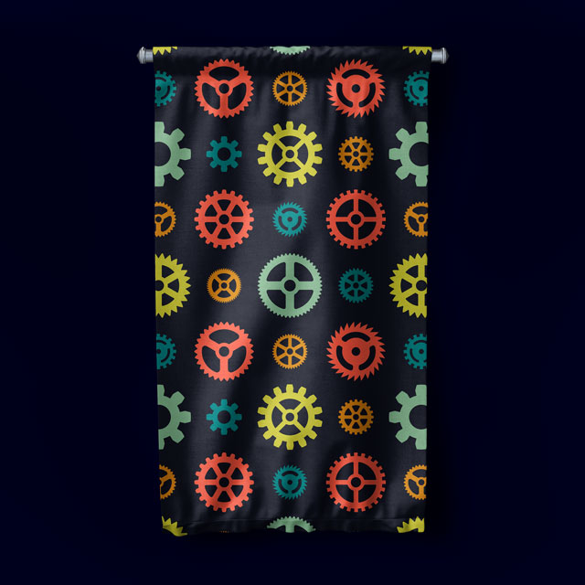 Renkli Dişli Desenli Duvar Flaması 5513