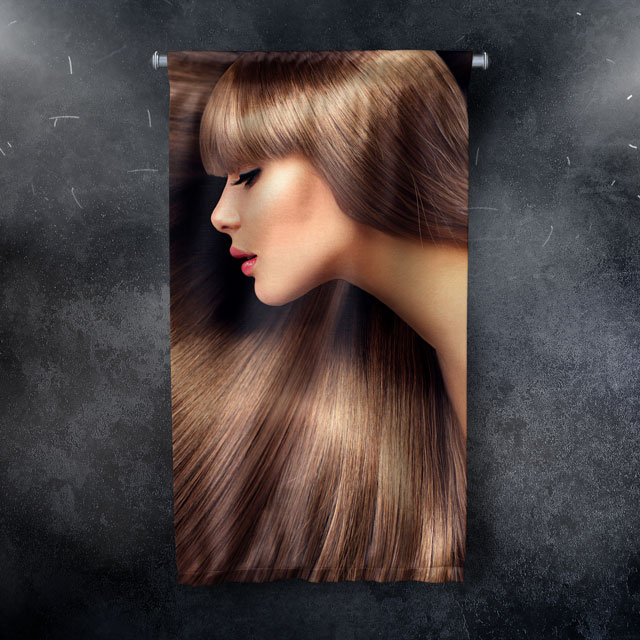 wall-banner-decor-5758-03 Kahverengi Saçlı Kadın Portre Tasarımlı Kuaför Duvar Flaması Kumaş Baskı 5758